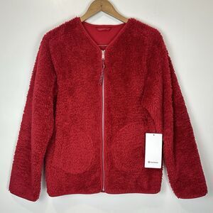 NEW! Lululemon Women’s Oh So Sherpa Full Zip Jacket Size 8 Dark Red Limited ed